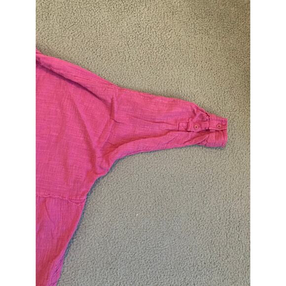 We The Free People Button Top Small Oversized Gauze Long Sleeve Boho Beach Pink - Picture 10 of 16
